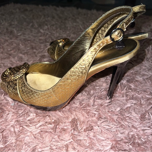 Bourne Bronze Gold Leather Slingback Peep-Toe Heels main image 2